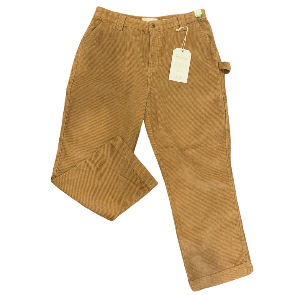 REgeneration High Rise Carpenter Straight Corduroy Cargo Khaki Pant Size 13 NWT